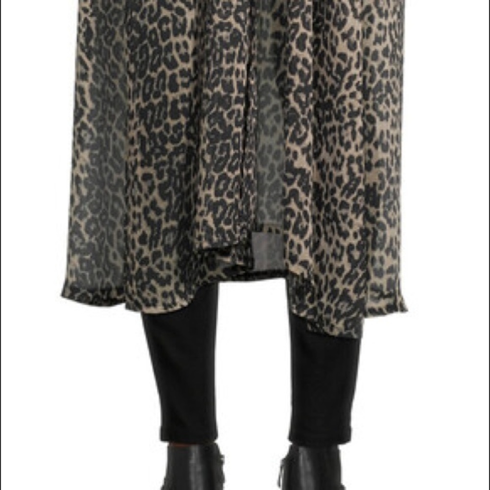 Chiffon Sheer Long Kimono Cardigan Cover Up Cheetah, Dusty Rose,Creamy Ivory - Picture 6 of 8